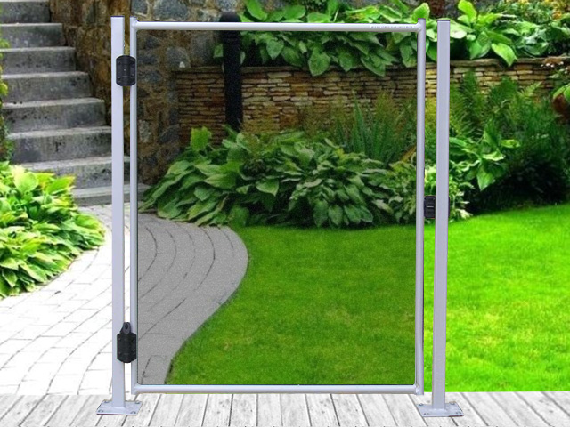 Fixed all-purpose door PLATINIUM Black on plates with grey frame