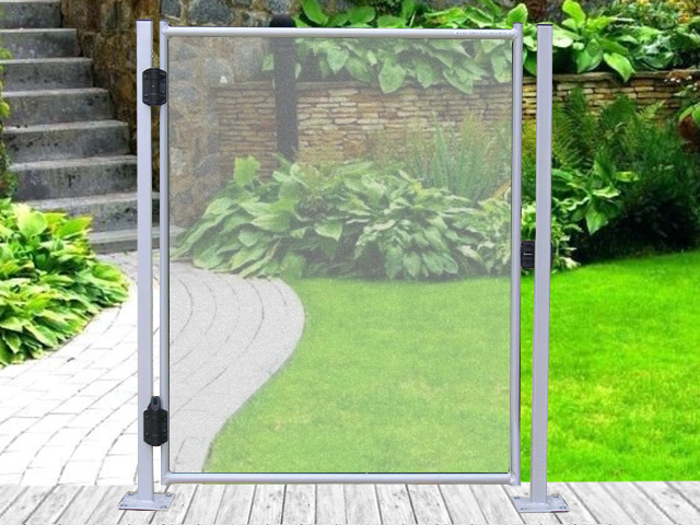 PLATINIUM White fixed wicket door on grey frame plates